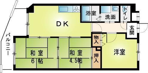 ロイヤルコーポ宝殿(3DK/3階)の間取り写真