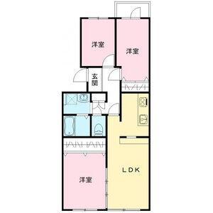 第六サンハイツ大森(3LDK/4階)の間取り写真