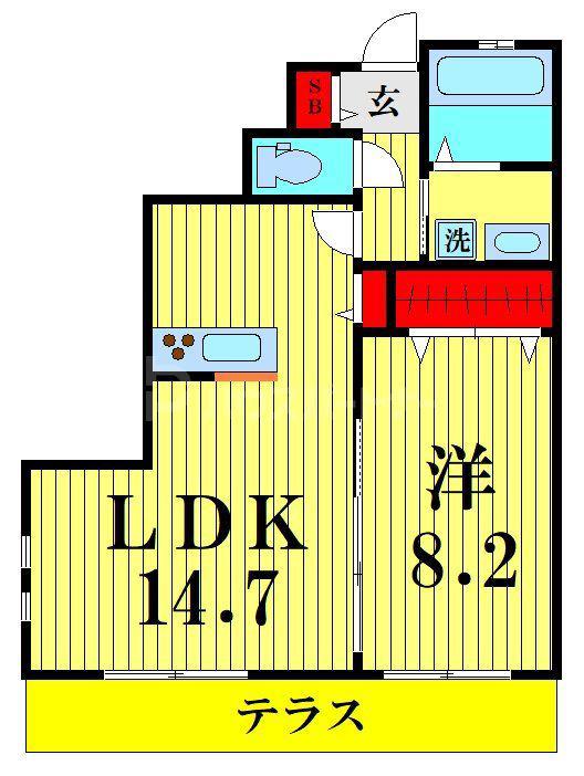 DUALE(1LDK/1階)の間取り写真