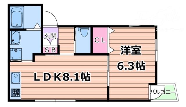 LEI上新庄(1LDK/3階)の間取り写真
