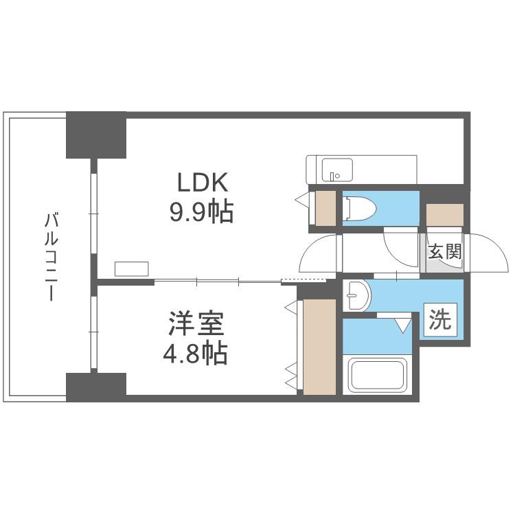 プライマル札幌桑園(1LDK/6階)の間取り写真
