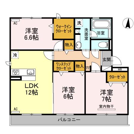 カーザ ミーア(3LDK/1階)の間取り写真