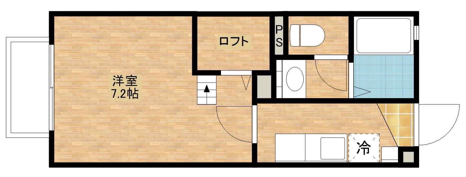 KIRATECH WHITE(1K/1階)の間取り写真