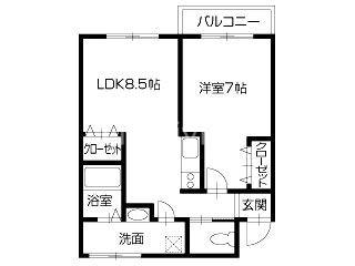 Fコーポ(1LDK/2階)の間取り写真