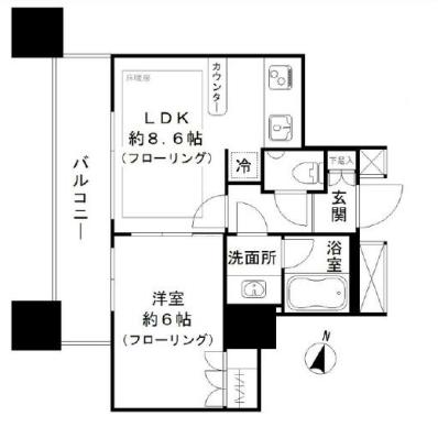 カテリーナ三田タワースイートイーストアーク(1LDK/10階)の間取り写真