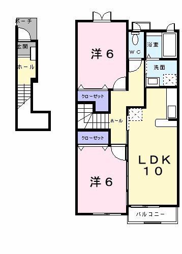 シーザリオ三番館(2LDK/2階)の間取り写真