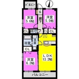 ラフィーネ マルベリー(3LDK/2階)の間取り写真