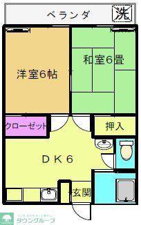 ヴィラ小山(2DK/2階)の間取り写真