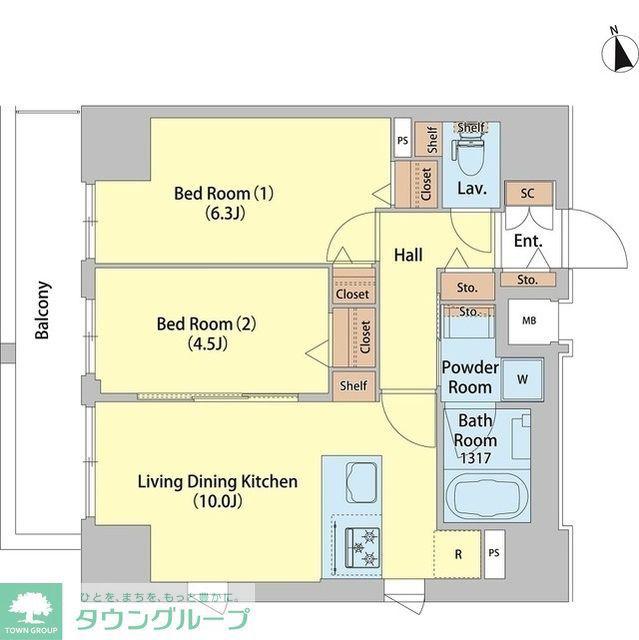 SAION町屋(2LDK/12階)の間取り写真