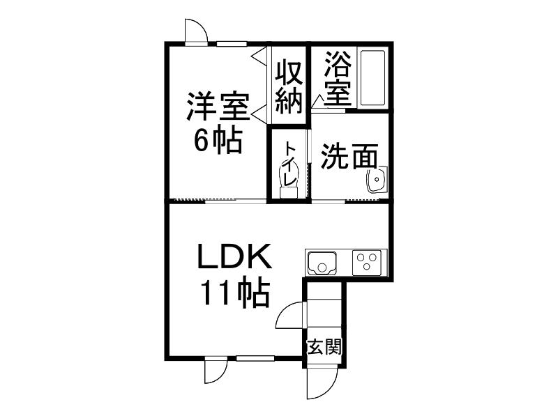 プードリエボアVII(1DK/2階)の間取り写真