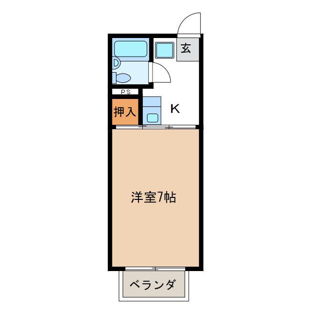 ヴィラ中村(1K/2階)の間取り写真