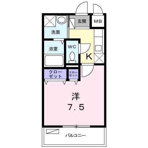 ヴィーダ ローザ(1K/2階)の間取り写真