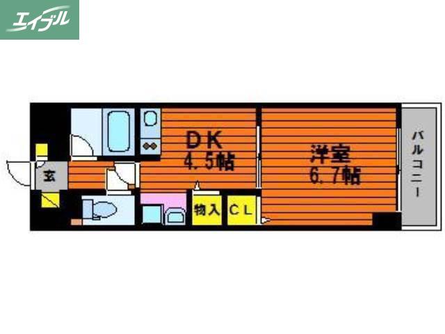 パルロイヤル東古松(1DK/3階)の間取り写真