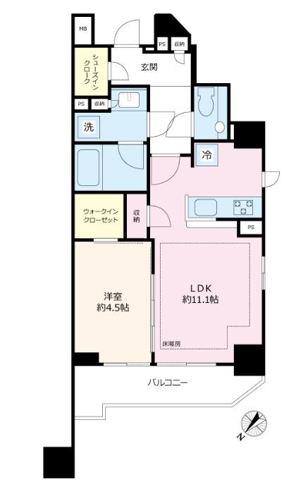 シティテラス文京小石川(1LDK/1階)の間取り写真