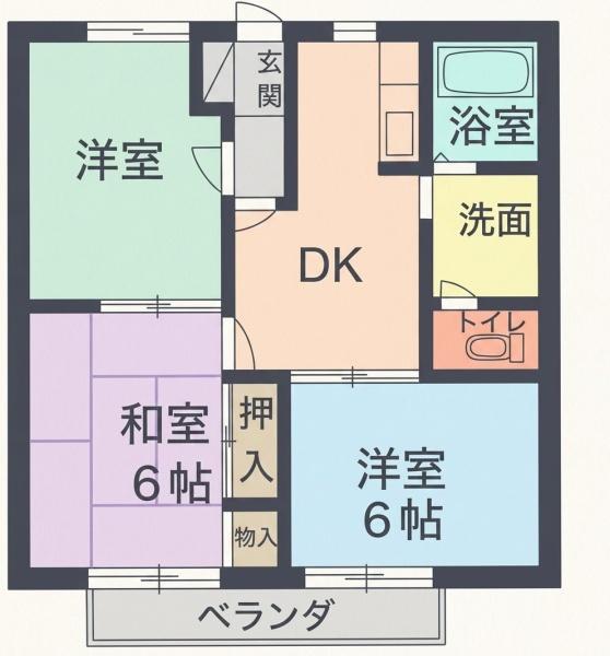 コーポアネックスA棟(3DK/1階)の間取り写真