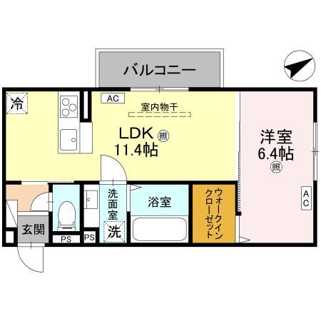 D-REGALO江守中(1LDK/2階)の間取り写真