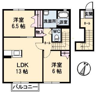 グランプラス(2LDK/2階)の間取り写真