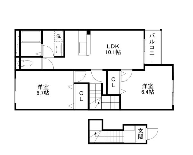 フリージア(2LDK/2階)の間取り写真