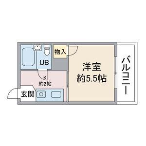 ヴィラ鶴舞(1K/2階)の間取り写真