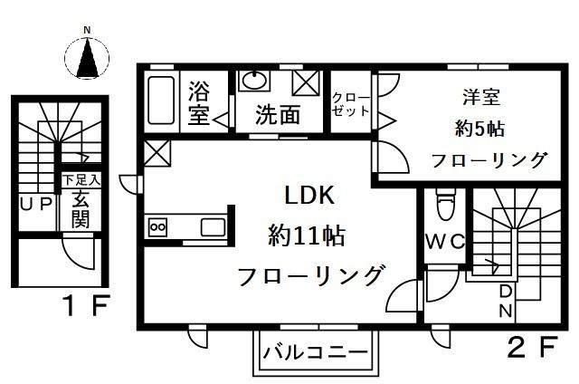 デザインメゾン別所(1LDK/2階)の間取り写真