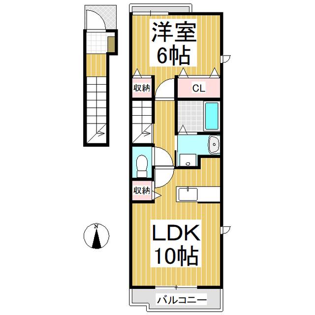 ロングランA(1LDK/2階)の間取り写真