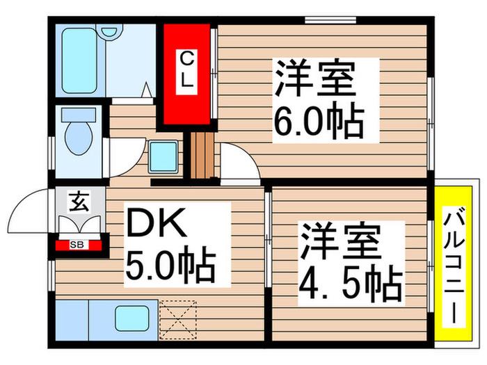 エステートピア(2DK/2階)の間取り写真