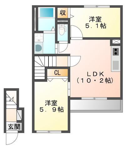 エバーラストエデン(2LDK/2階)の間取り写真