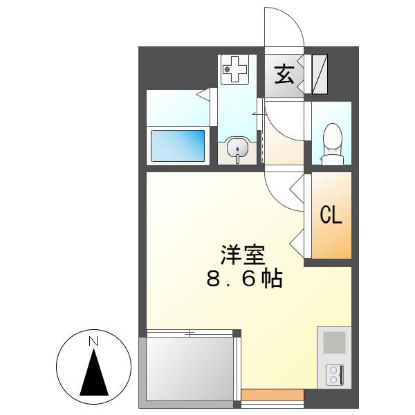 CITY SPIRE 名古屋大須(ワンルーム/5階)の間取り写真