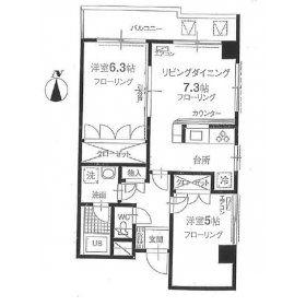 サンライズ国立(2LDK/3階)の間取り写真