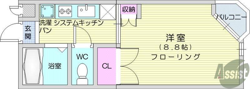 アーバンハイム大和(1K/2階)の間取り写真