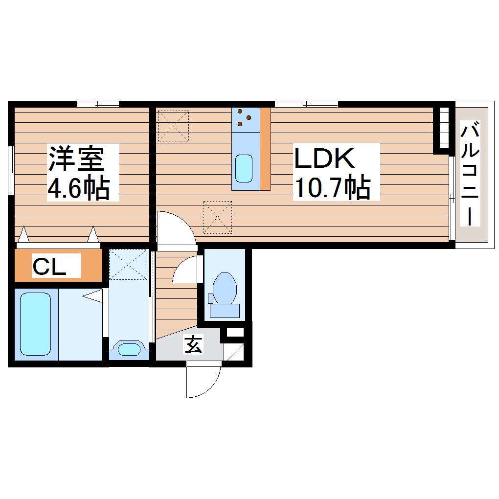 ラフィーネ・K II(1LDK/2階)の間取り写真