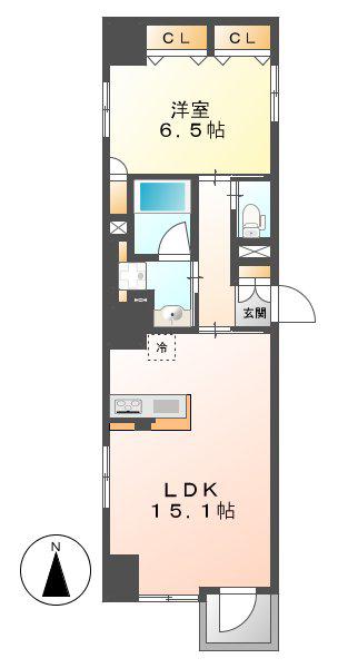 ルーエ錦(1LDK/3階)の間取り写真