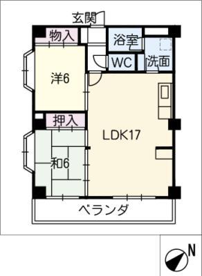 マンション葵(2LDK/3階)の間取り写真