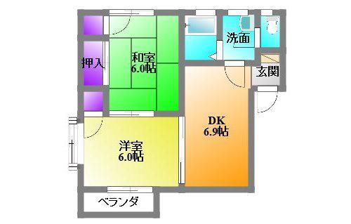 ラベンダーI(2DK/2階)の間取り写真