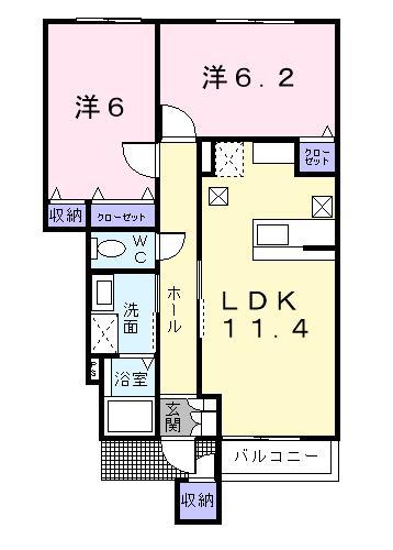 プリムラ(2LDK/1階)の間取り写真