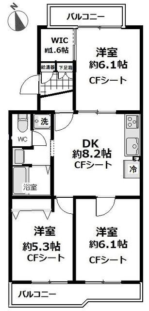 プレステージ本郷台(3DK/2階)の間取り写真