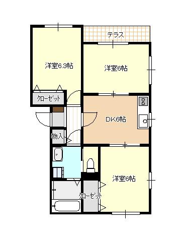 MAISON SOLEIL(3DK/1階)の間取り写真