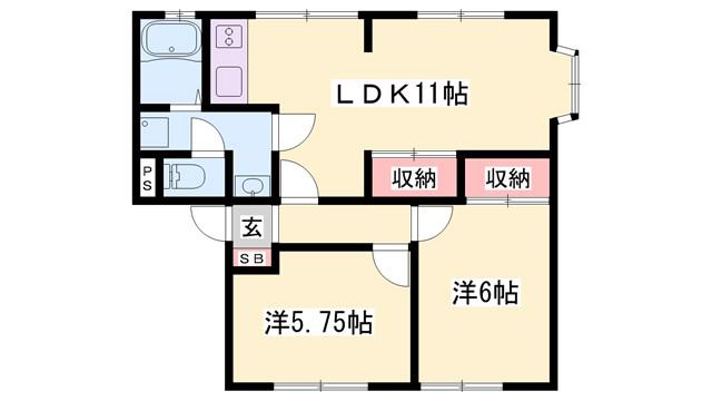 ハイツ・トミタ(2LDK/2階)の間取り写真