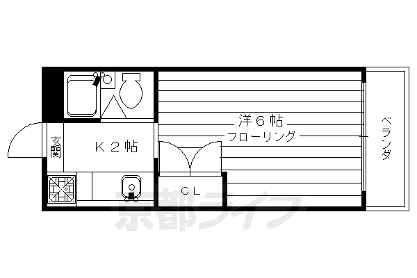 シティパレス京都東山(1K/4階)の間取り写真