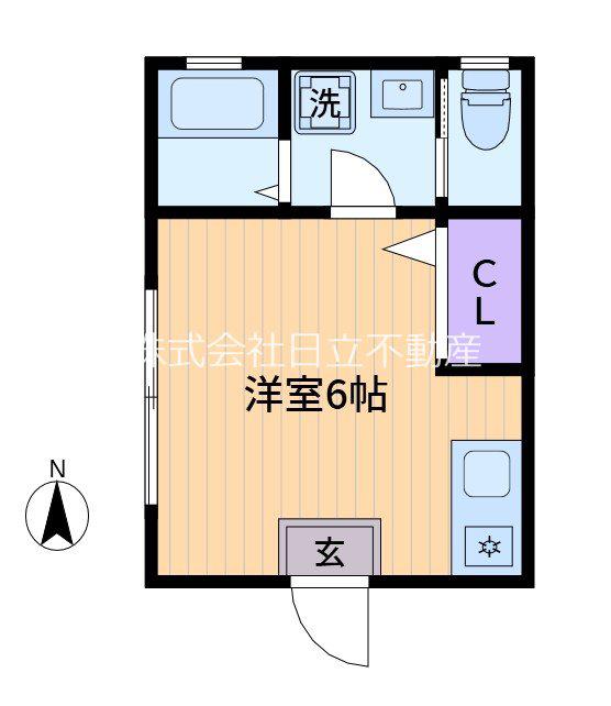 パールハイツ(ワンルーム/1階)の間取り写真