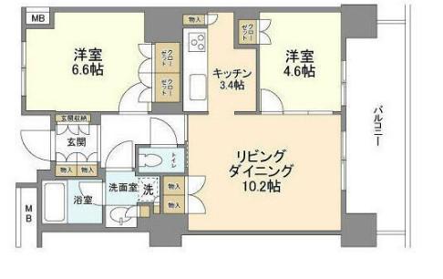豊洲シエルタワー(2LDK/29階)の間取り写真