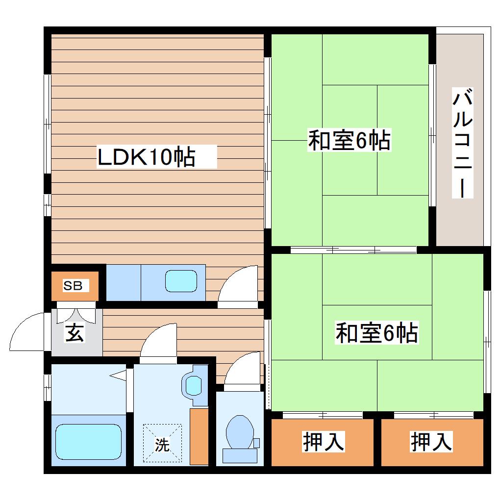 ファミールYOU(2LDK/2階)の間取り写真