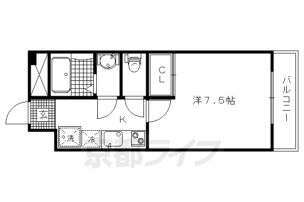 G・Fニ条城(1K/4階)の間取り写真
