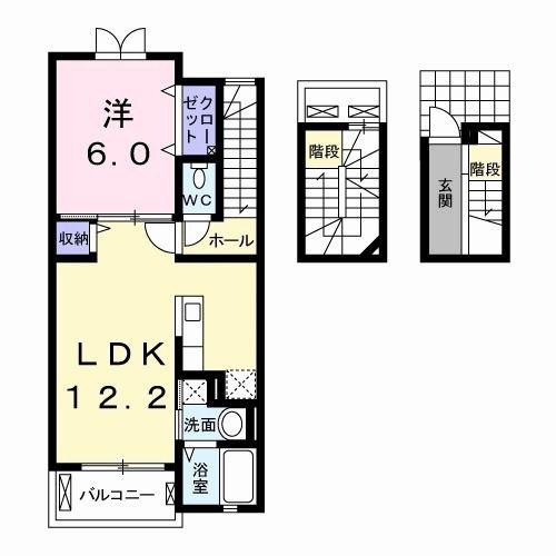 ウィステリア ガーデンK(1LDK/3階)の間取り写真