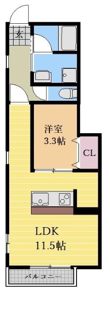 ハウス北原(1LDK/1階)の間取り写真