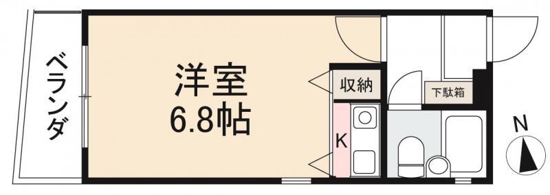 ローズガーデン(ワンルーム/3階)の間取り写真