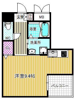 エスタブレ南森町(ワンルーム/4階)の間取り写真