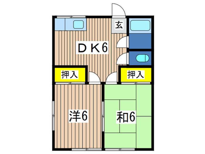 石井第二ホ-ム(2DK/2階)の間取り写真
