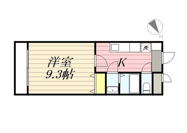 ヴィラ河西(1K/4階)の間取り写真