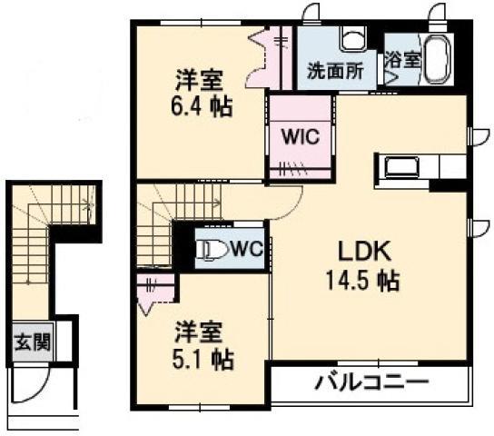 コートクレールII番館(2LDK/2階)の間取り写真
